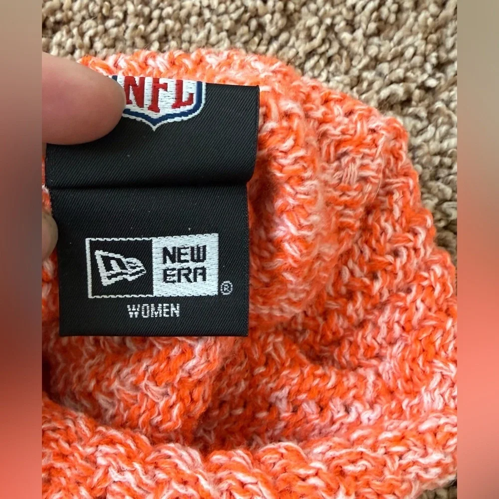 Denver Broncos New Era Knit Beanie Hat Orange & White Women’s One Size